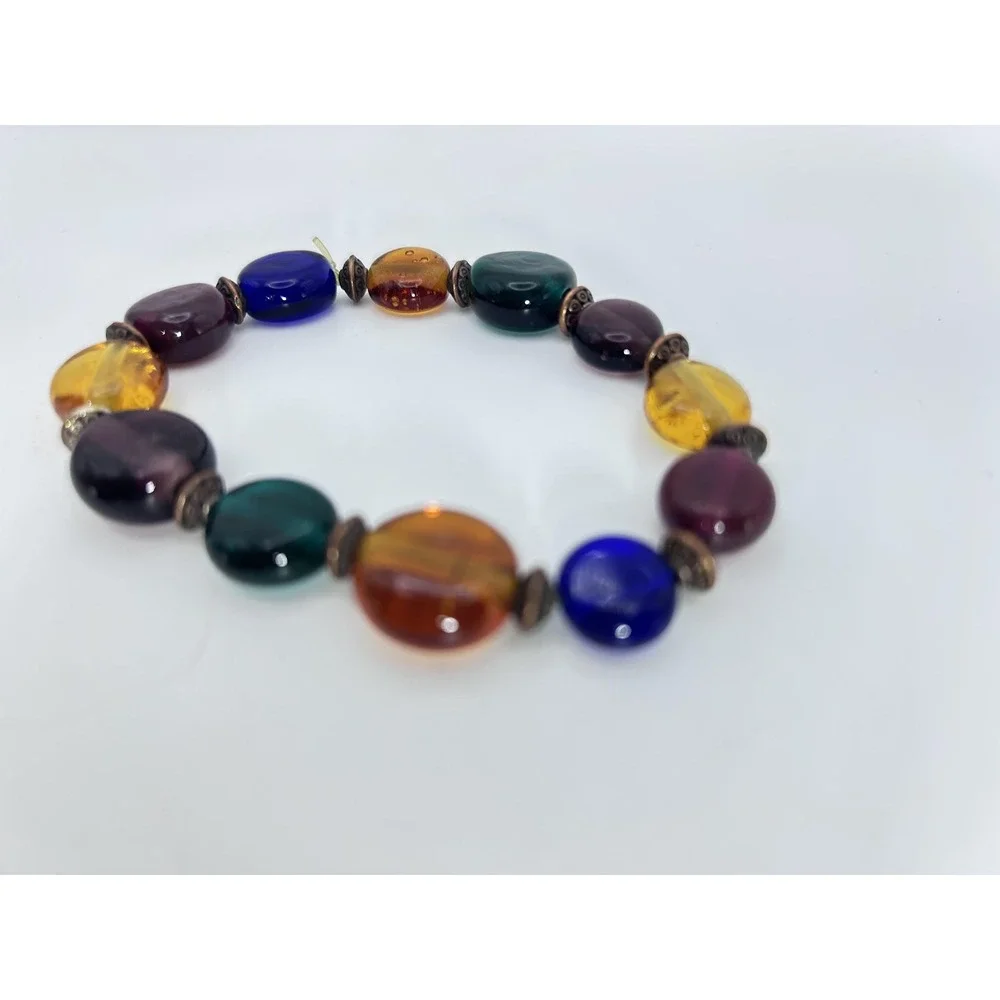 Handmade Lampwork Art Glass Bead Bracelet 7